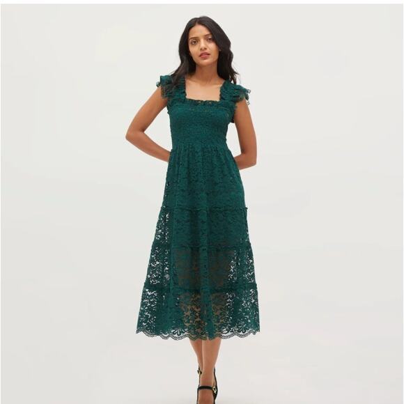 Hill House Home The Lace Nap Dress Collector's Ed Botanical Garden Green Size Sm